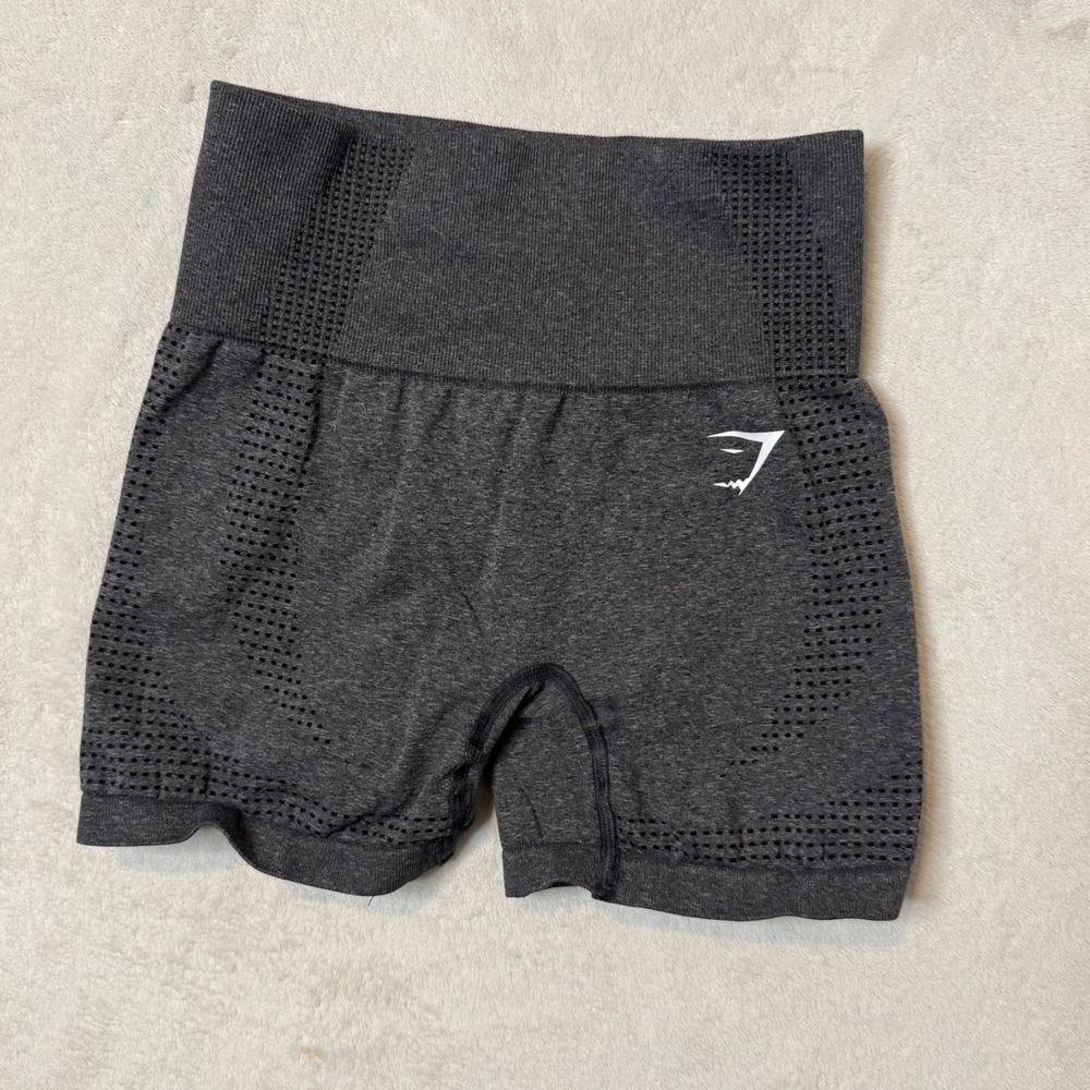 Gymshark Vital Seamless Shorts Womens XS Gray Black Workout High Waisted